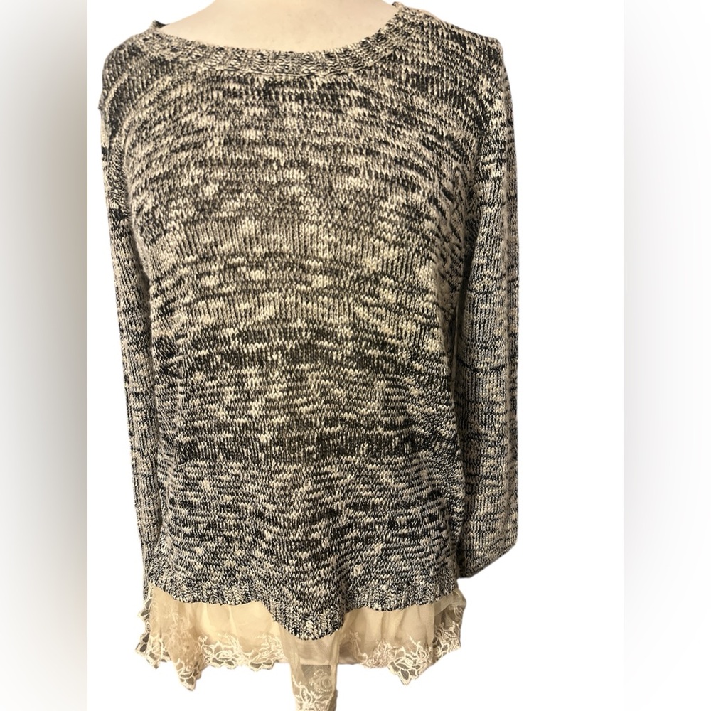Altar'd State sweater with a lace tulle edge size Large